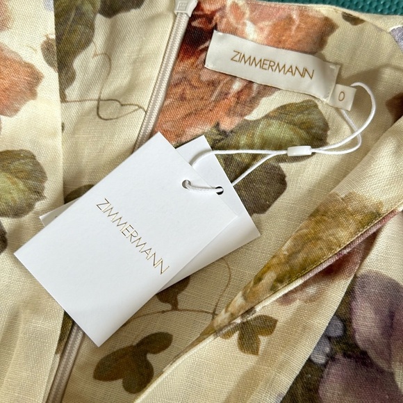 NWT Zimmermann Luminosity Cream Multi Color Mini Dress | sz Zim 0 / XS / 2-4 - Picture 7 of 11